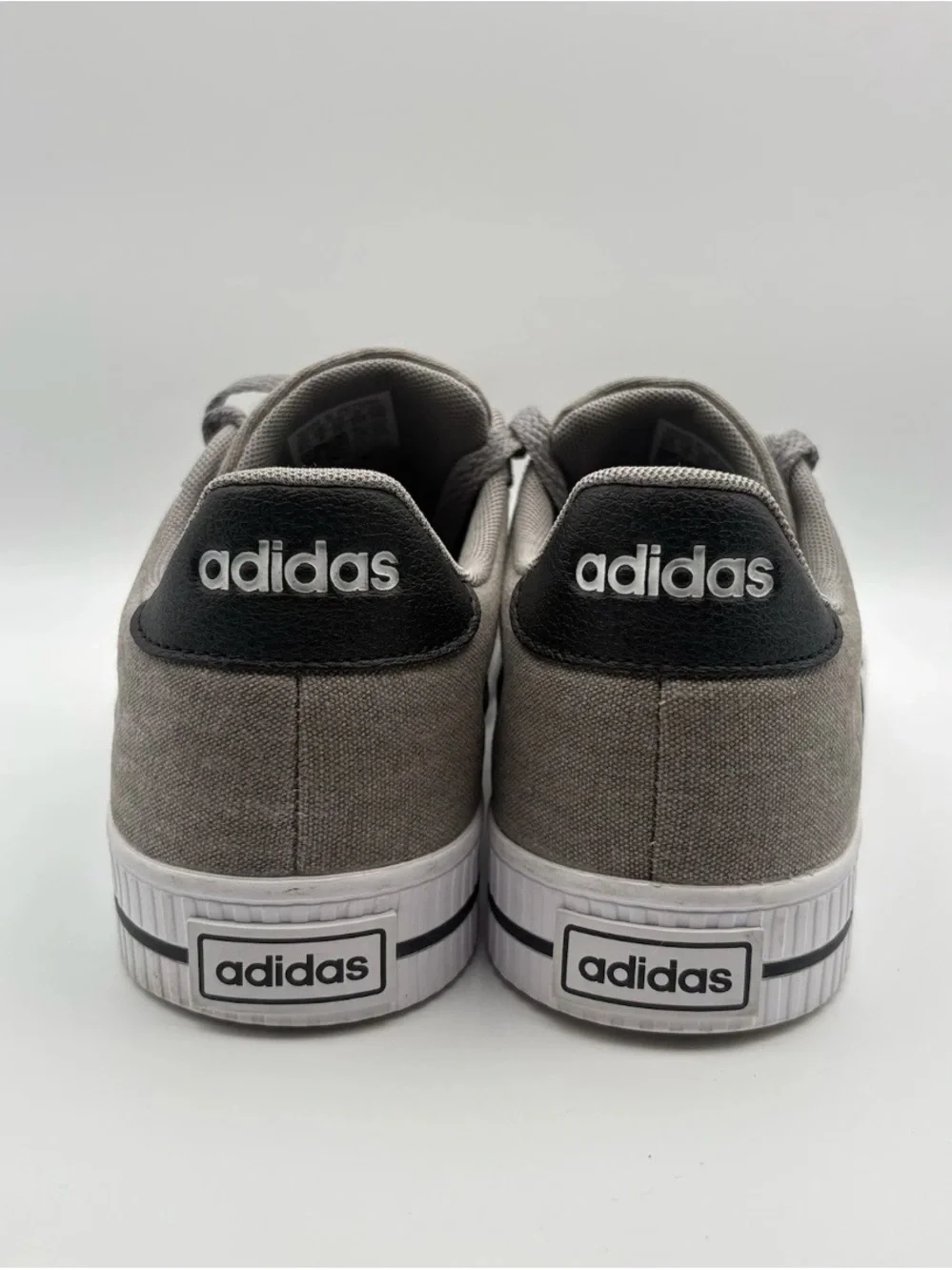 adidas Men’s Gray Canvas Sneakers with Black Stripes